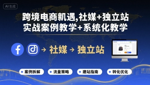 跨境电商新机遇，社媒+独立站，实战案例教学+系统化教学-赚金金-技能学习分享
