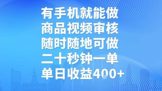 有手机就能做，商品视频审核，随时随地可做，二十秒钟一单，单日收益【揭秘】-赚金金-技能学习分享