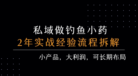 私域做钓鱼小药 每单利润3张+ 详细流程拆解-赚金金-技能学习分享