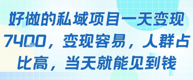 好做的私域项目一天变现1k+，变现容易，人群占比高，当天就能见到钱-赚金金-技能学习分享