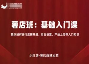 小红薯薯店商城卖货,基础入门课,教你如何进行店铺开通、后台设置、产品上传等入门知识-赚金金-技能学习分享