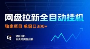 网盘拉新全自动挂G，独家项目，全自动运行完成拉新做任务，单窗口3张+【揭秘】-赚金金-技能学习分享