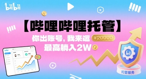 【哔哩哔哩托管】你出账号，我来运营，最高躺入2W【揭秘】-赚金金-技能学习分享