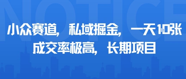 小众赛道，私域掘金，一天多张，成交率极高，长期项目-赚金金-技能学习分享