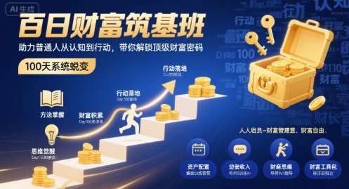 百日财富筑基班，助力普通人从认知到行动，带你解锁顶级财富密码-赚金金-技能学习分享