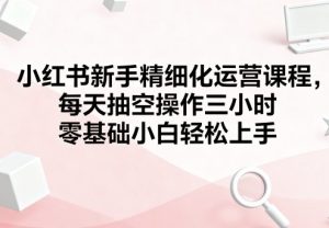 小红书新手精细化运营课程,每天抽空操作三小时,零基础小白轻松上手-赚金金-技能学习分享