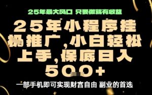 微信小程序挂G推广，解放双手，保底日入5张【揭秘】-赚金金-技能学习分享