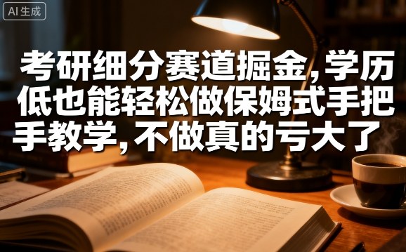 考研细分赛道掘金，日入1k+，学历低也能轻松做保姆式手把手教学，不做真的亏大了【揭秘】-赚金金-技能学习分享