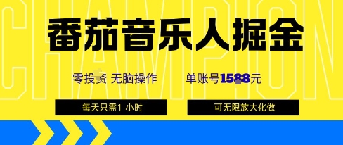 番茄音乐人掘金，单账号最高可撸1k+，可无限矩阵去做，零投入-赚金金-技能学习分享
