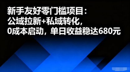 新手友好零门槛项目：公域拉新+私域转化，0成本启动，单日收益稳达6张-赚金金-技能学习分享