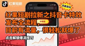 红果短剧拉新之抖音卡特效发布全流程,目前有流量,很轻松就爆了-赚金金-技能学习分享