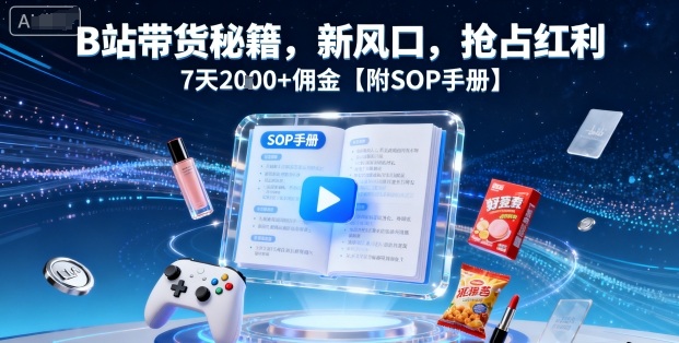 B站带货秘籍，新风口，抢占红利，7天2k+佣金【附SOP手册】-赚金金-技能学习分享
