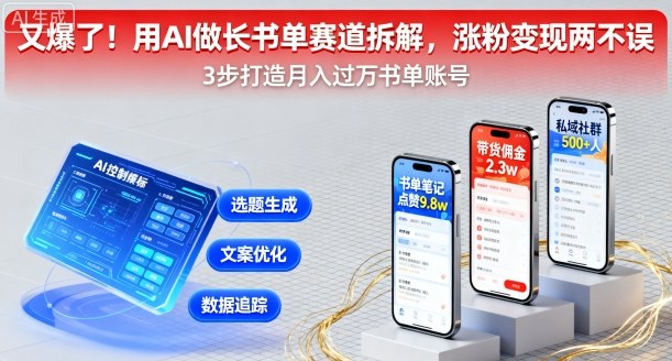 又爆了！用AI做长书单赛道拆解，涨粉变现两不误-赚金金-技能学习分享