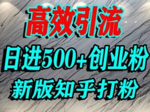 怎么打创业粉,知乎超高权重流量平台,打粉引流,日进500+精准创业粉不是问题-赚金金-技能学习分享