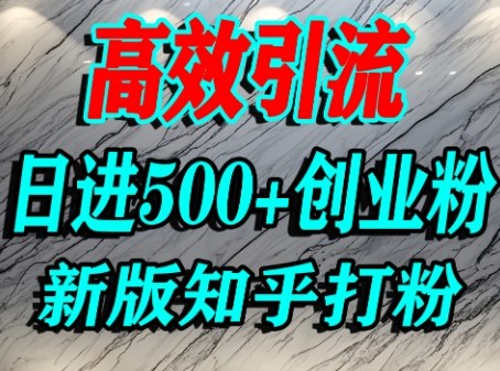 怎么打创业粉，知乎超高权重流量平台，打粉引流，日进500+精准创业粉不是问题-赚金金-技能学习分享