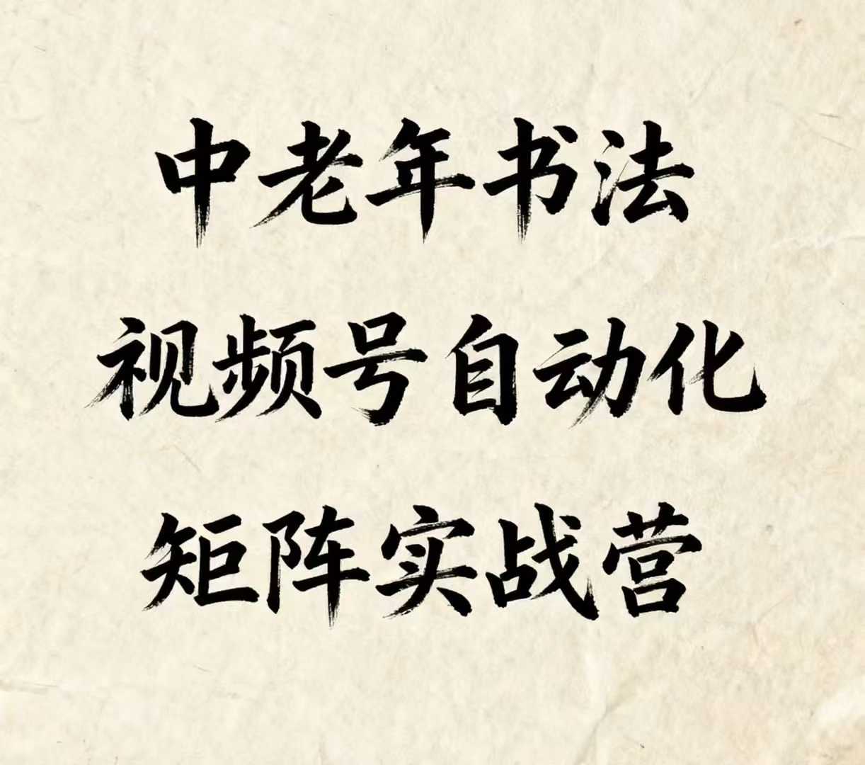 中老年书法视频号自动化矩阵实战营，一套自动化流程玩转中老年书法视频号矩阵-赚金金-技能学习分享