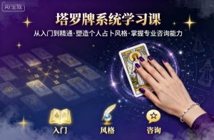 塔罗牌系统学习课,助你从入门到精通,塑造个人占卜风格,掌握专业咨询能力-赚金金-技能学习分享