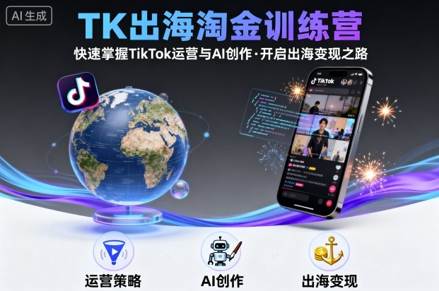 TK出海淘金训练营，助你快速掌握TikTok运营与AI创作，开启出海变现之路-赚金金-技能学习分享
