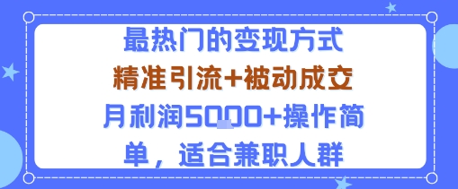 小众赛道玩法：当下最热门的变现方式，精准引流+被动成交月利润5k+操作简单，适合兼职人群-赚金金-技能学习分享