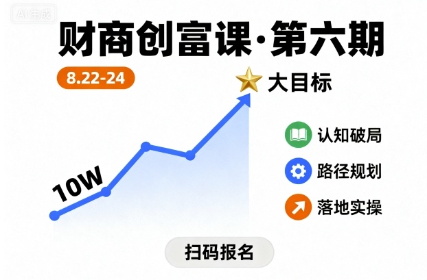 财商创富课第六期8月22-24号，如何从10W起步，一步步实现大目标-赚金金-技能学习分享