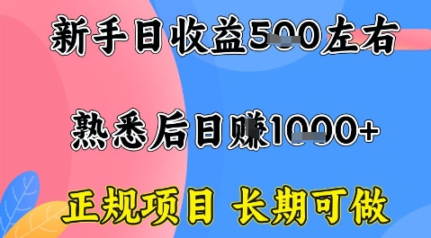全年可变现项目，收益高无门槛，正规项目，长期可做，一天收益1k+一台电脑在家创业【揭秘】-赚金金-技能学习分享