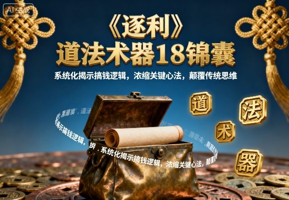 《逐利》道法术器18锦囊，系统化揭示搞钱逻辑，浓缩关键心法，颠覆传统思维-赚金金-技能学习分享