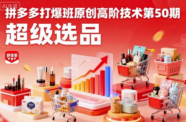 拼多多打爆班原创高阶技术第50期，超级选品-赚金金-技能学习分享