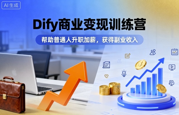 Dify商业变现训练营，帮助普通人升职加薪，获得副业收入-赚金金-技能学习分享