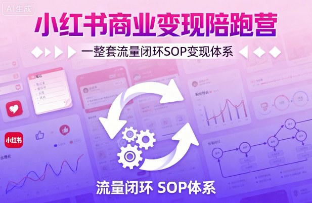 小红书商业变现陪跑营，轻IP矩阵 私域获客 聚光投流，一整套流量闭环SOP变现体系-赚金金-技能学习分享