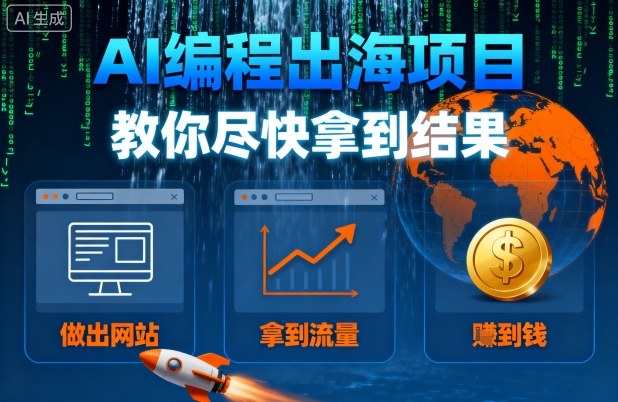AI编程出海项目，教你尽快拿到结果-做出网站、拿到流量、賺到钱-赚金金-技能学习分享