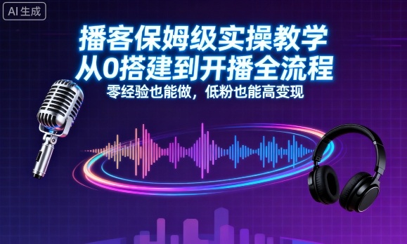播客保姆级实操教学，从0搭建到开播全流程，零经验也能做，低粉也能高变现-赚金金-技能学习分享