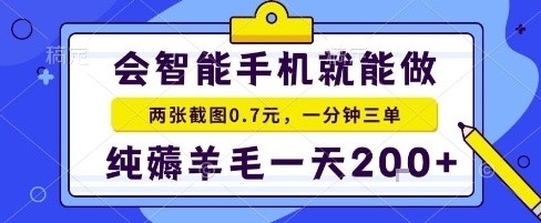手机项目，二十秒一单，纯薅羊毛一天2张+做就有【揭秘】-赚金金-技能学习分享