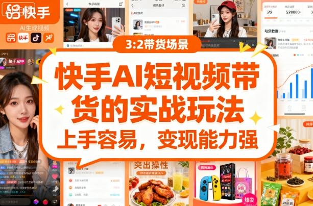 快手ai短视频带货的实战玩法，上手容易，变现能力强-赚金金-技能学习分享
