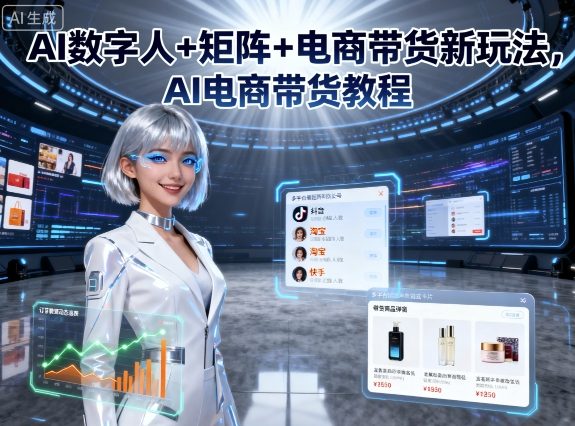 AI数字人+矩阵+电商带货新玩法，AI电商带货教程-赚金金-技能学习分享