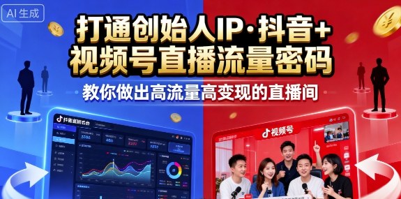 25年直播9-10两期线下课，打通创始人IP，抖音+视频号直播流量密码，教你做出高流量高变现的直播间-赚金金-技能学习分享