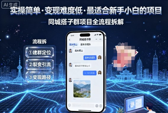 实操简单，变现难度低，最适合新手小白做的项目，每天轻松收入3张，同城搭子群项目全流程拆解-赚金金-技能学习分享