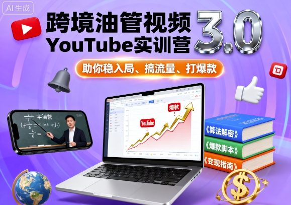跨境油管视频YouTube实训营3.0，助你稳入局、搞流量、打爆款-赚金金-技能学习分享