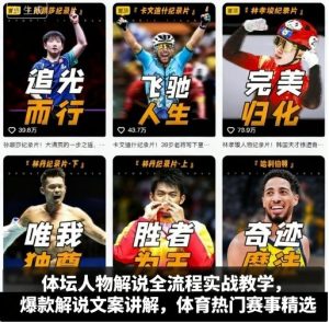 体坛人物解说全流程实战教学,爆款解说文案讲解,体育热门赛事精选-赚金金-技能学习分享