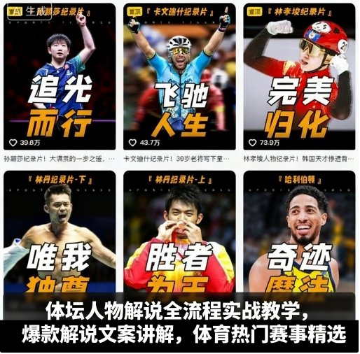 体坛人物解说全流程实战教学，爆款解说文案讲解，体育热门赛事精选-赚金金-技能学习分享