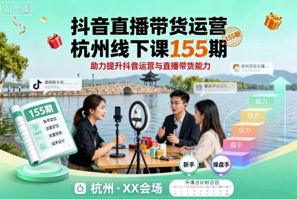 抖音直播带货运营杭州线下课155期，助力提升抖音运营与直播带货能力-赚金金-技能学习分享