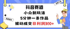 抖音赛道:小众新玩法,5分钟一条作品,被动成交,日利润3张-赚金金-技能学习分享