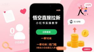 悟空直搜拉新小红书实操教学,一单10米,低门槛,0粉丝小白也能日入多张-赚金金-技能学习分享
