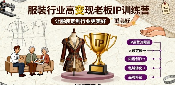 服装行业高变现老板IP训练营，让服装定制行业更美好-赚金金-技能学习分享