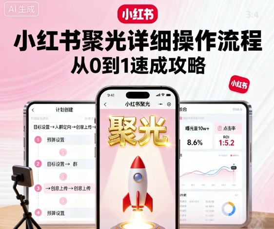 小红书聚光详细操作流程，小红书聚光从0到1速成攻略-赚金金-技能学习分享