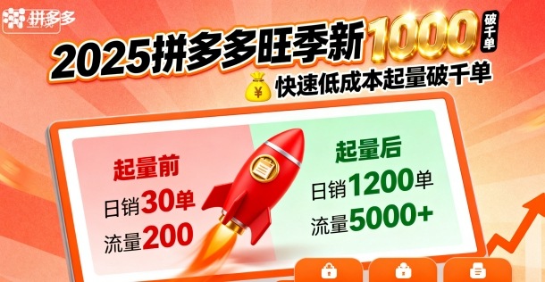 2025拼多多旺季新老店铺——快速低成本起量破千单-赚金金-技能学习分享