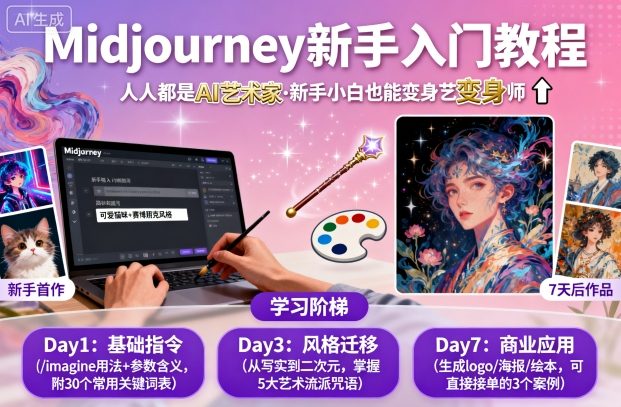 midjourney新手入门教程：人人都是AI艺术家，新手小白也能变身艺术大师-赚金金-技能学习分享