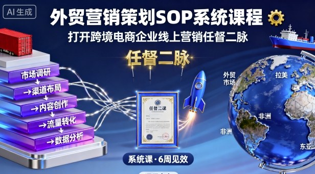 外贸营销策划SOP系统课程，打开跨境电商企业线上营销任督二脉-赚金金-技能学习分享