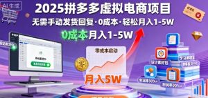 2025拼多多虚拟电商项目,无需手动发货回复,0成本,轻松月入1-5W【揭秘】-赚金金-技能学习分享