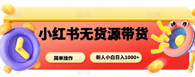 小红书无货源带货项目，简单无脑，新人小白日入多张-赚金金-技能学习分享