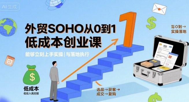 外贸SOHO从0到1低成本创业课，能够立刻上手实操与落地执行-赚金金-技能学习分享